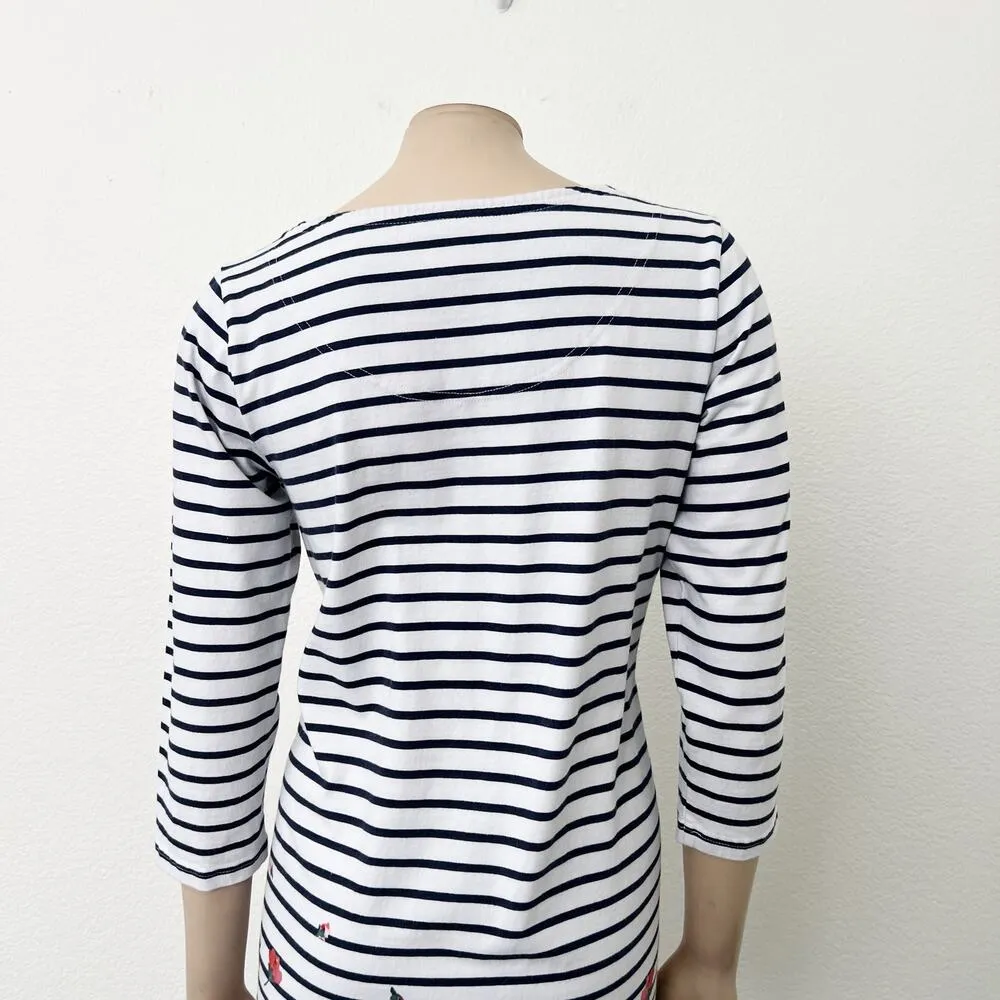 [Joules] Navy White Striped Floral Print Riviera Shift Dress 3/4 Sleeves US 10 - Image 6