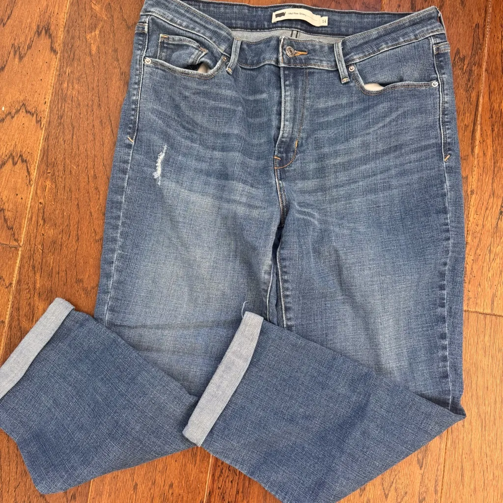Levi Strauss & Co. Mid-Rise Skinny Jeans Size 14-32 Cuffed - Image 2