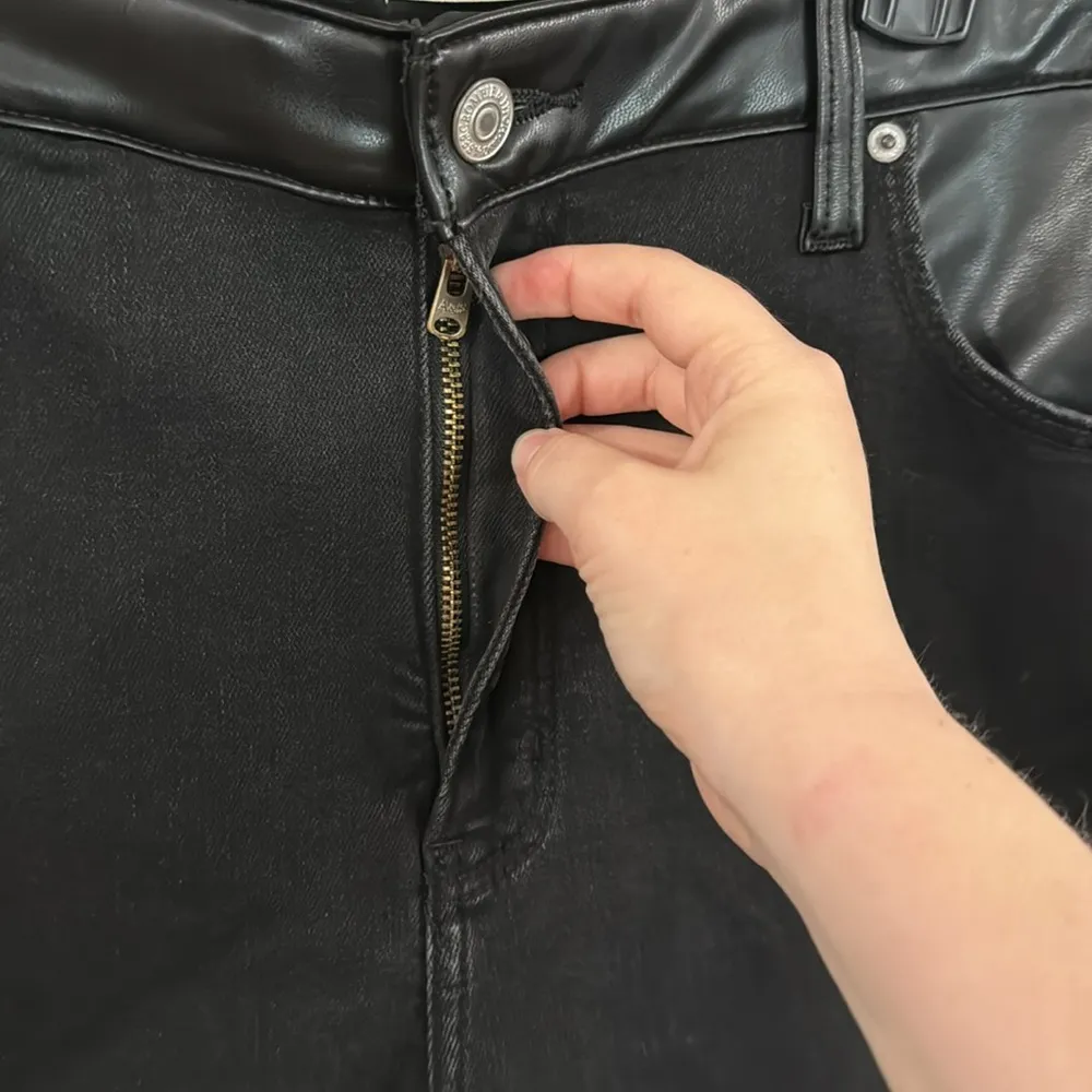 New Abercrombie & Fitch Super Skinny Ankle High Rise mixed fabric jeans size 16 - Image 8