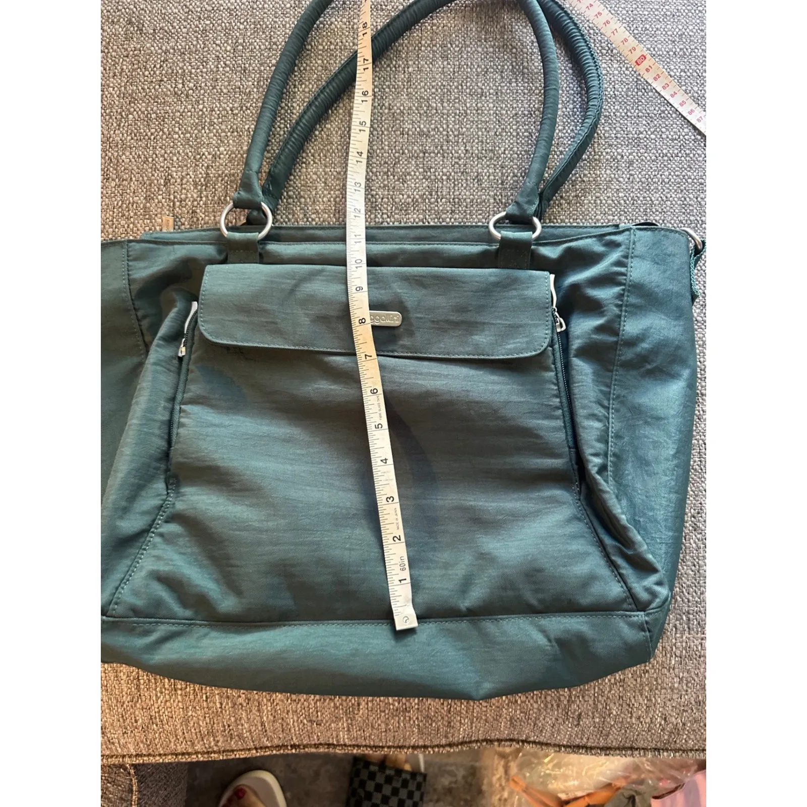 Baggallini everyday tote Bag Dark Green Nylon Shouldler bag see description EUC - Image 13