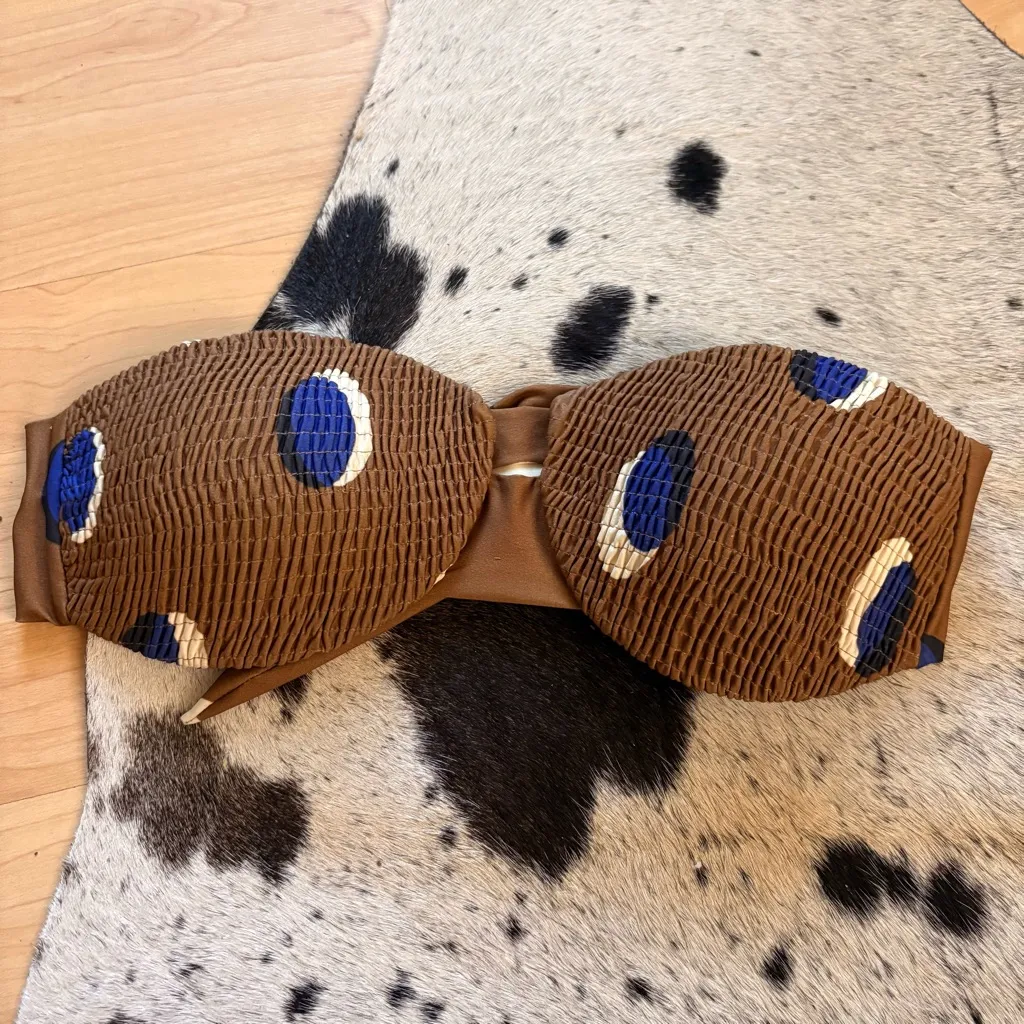 OSTRA BRASIL REVOLVE‎ Swim Bikini Top Eclipse Print Brown Size Small Back Tie - Image 2