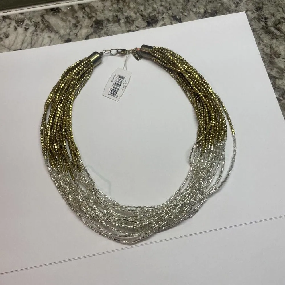 NWT Statement Costume Beaded Necklace Bead Clear / Gold Tone Signed Tasha - Image 5