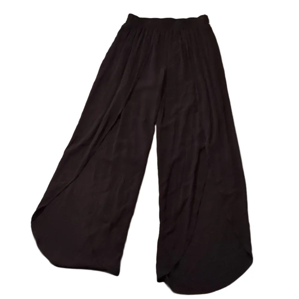 Mynah Side Slit Rayon Beach Pants Size XS Black - Image 2