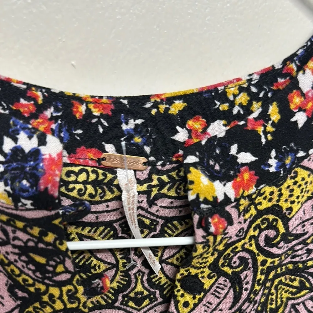 Free People Black Pleated Blouse with Bib Collar - Image 3