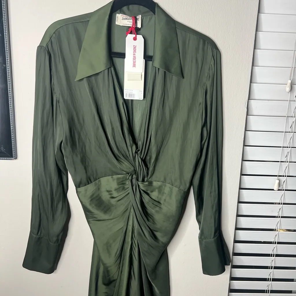 Zadig & Voltaire Rozo satin dress NWT $478
Small color Kaki - Image 10