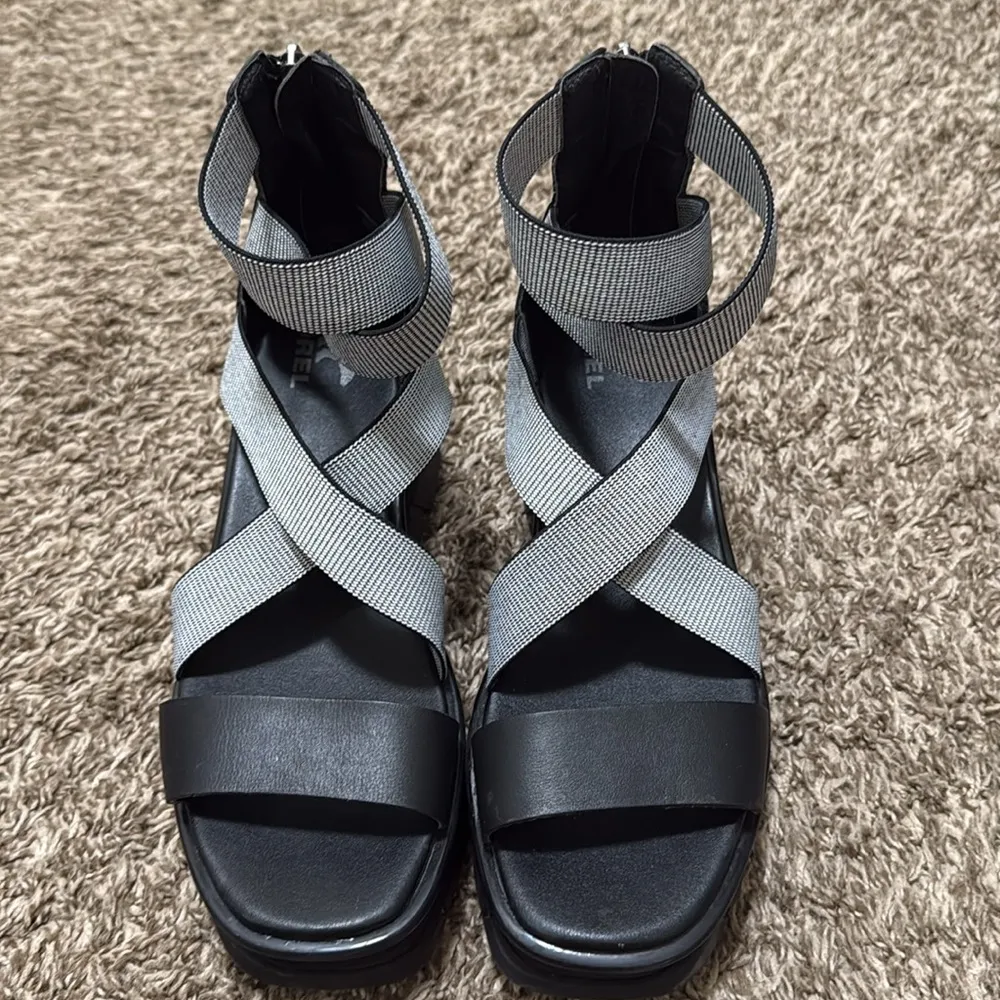 Sorel Joanie III sport strap sandal woman size 8.5 black white sold out online - Image 3