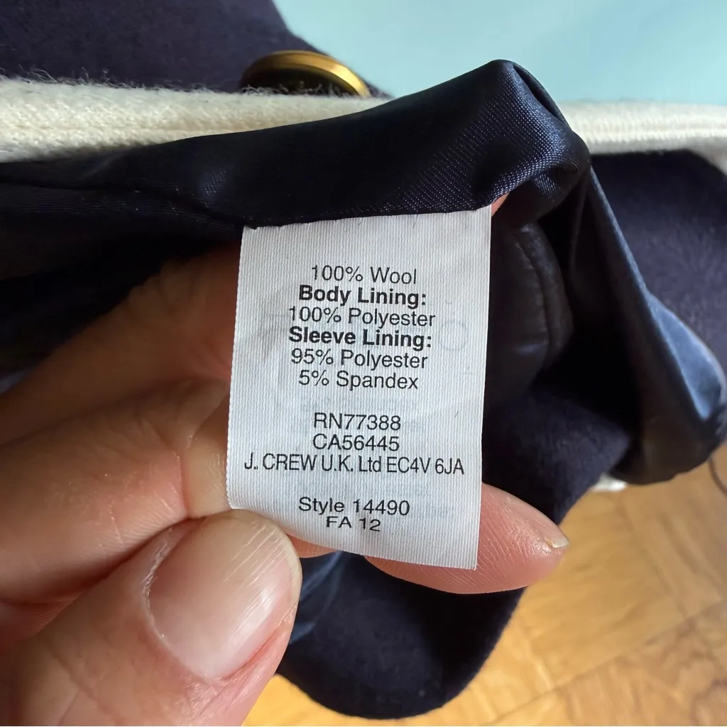 J. Crew Tipped Double-Serge 100% Wool Hacking Jacket in Navy/Cream, Size 2 - Image 10