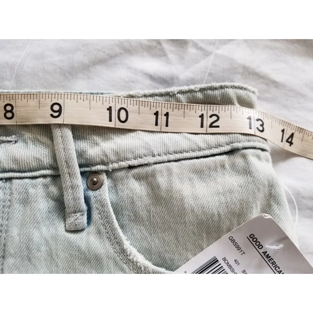 GOOD AMERICAN Bombshell Shorts Denim Blue Button Fly Womens Size 0/25 - Image 5