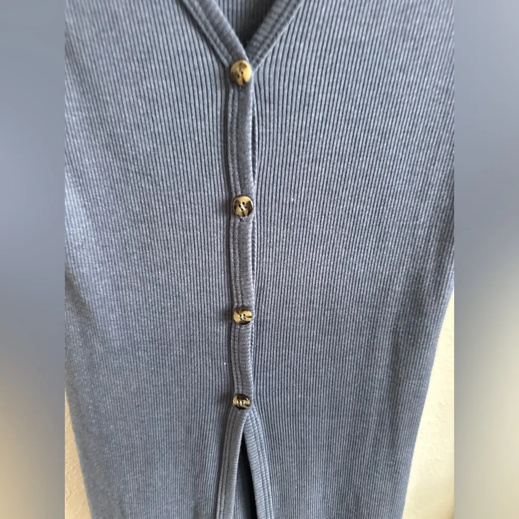 ANTHROPOLOGIE t.la Blue Ribbed Button-Down Dress. - Image 4