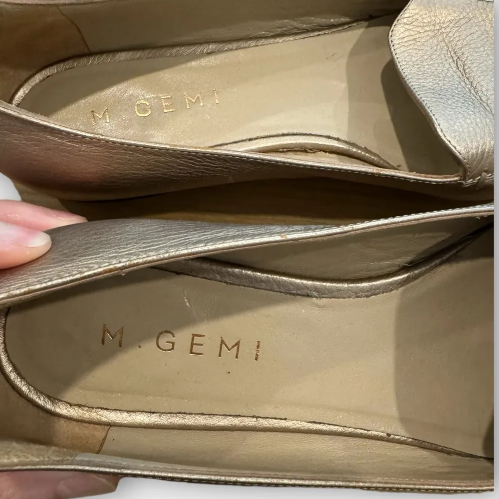 M. Gemi Italian Stellato Gold Leather Loafers Size 7 - Image 2