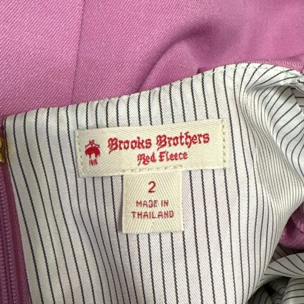Brooks Brothers Pink Wool Half Bell Sleeve Crew Neck Mini Sheath Dress Size 2 - Image 3