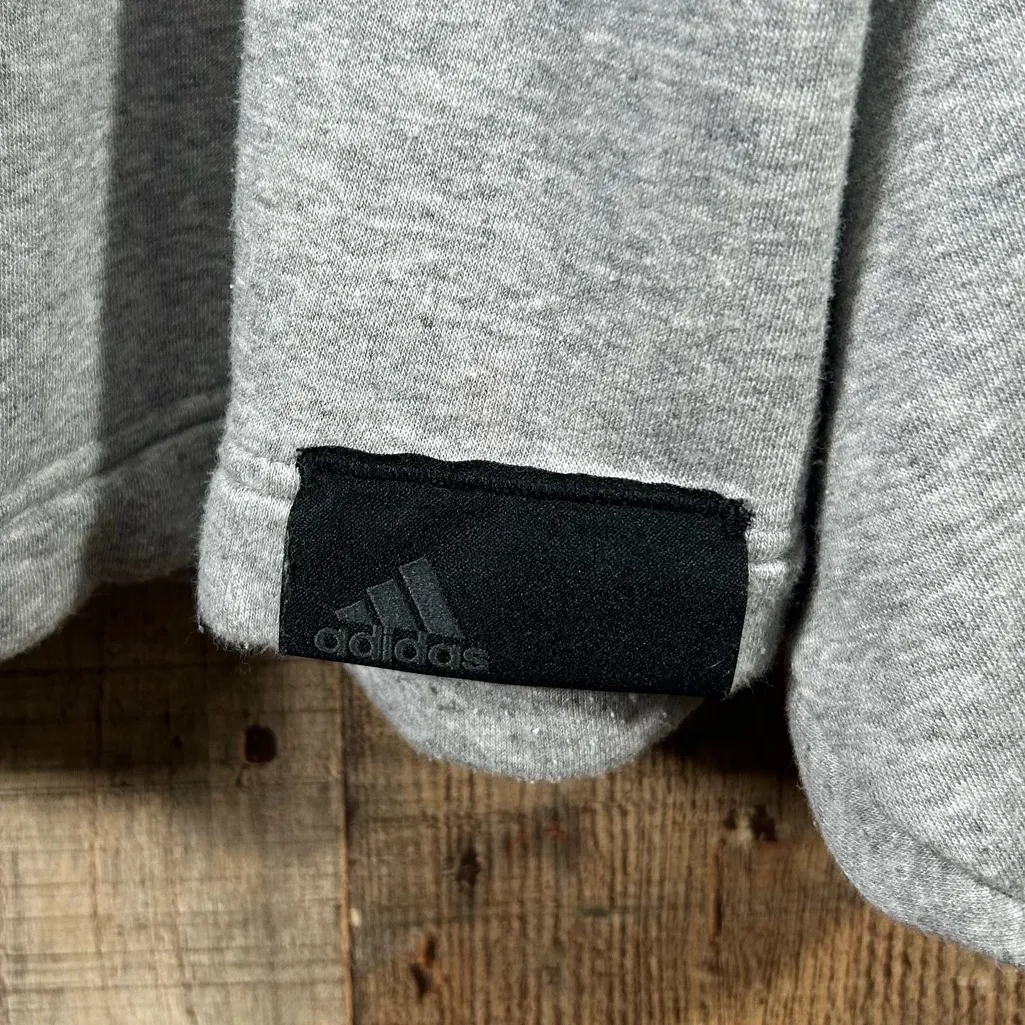 Adidas Cropped Hoodie Oversized Large Athleisure Wide Sleeve Gray Streetcore - Image 3