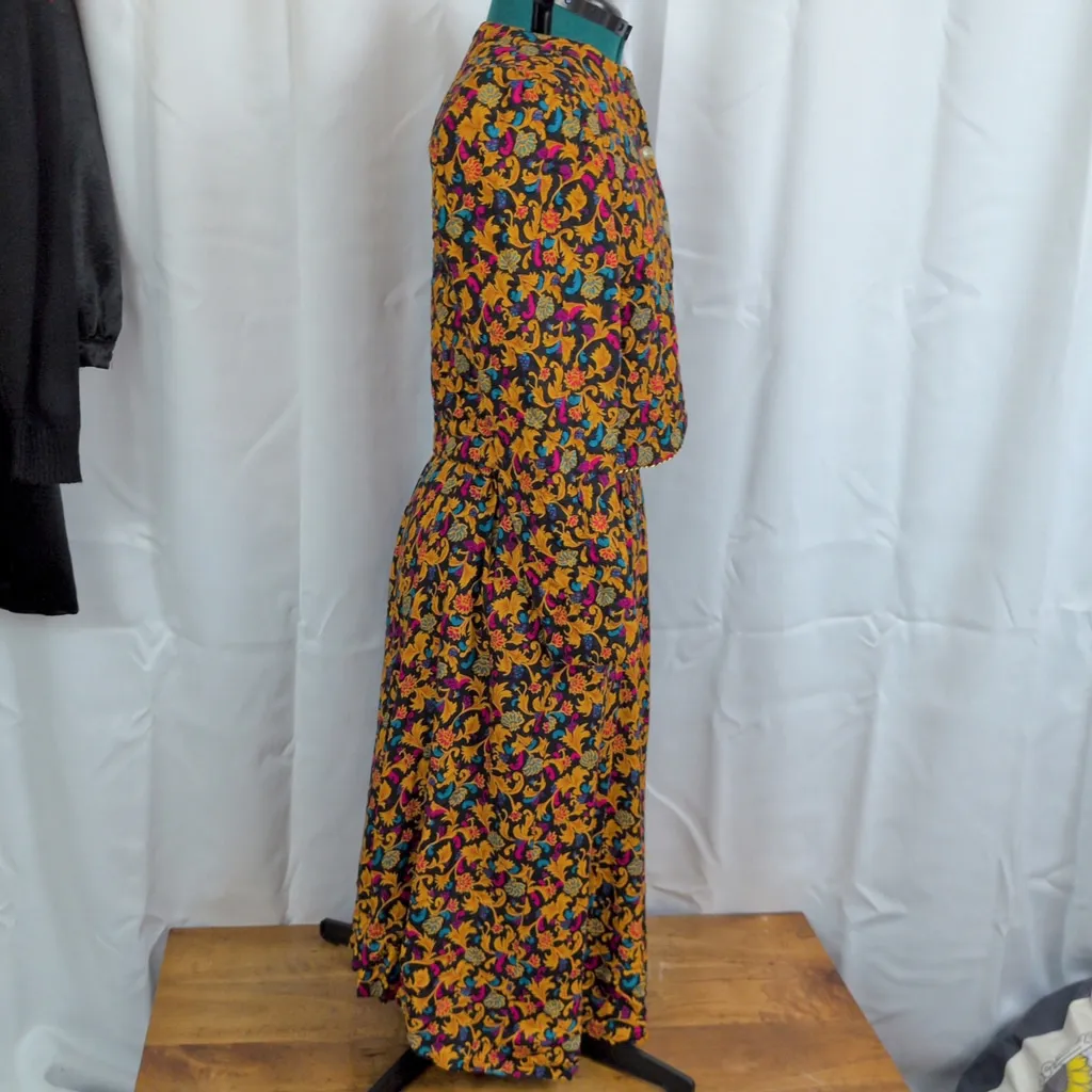 Vintage USA Made Rayon Skirt and Quilted Jacket Set 9/10 Orange Size undefined - Image 4