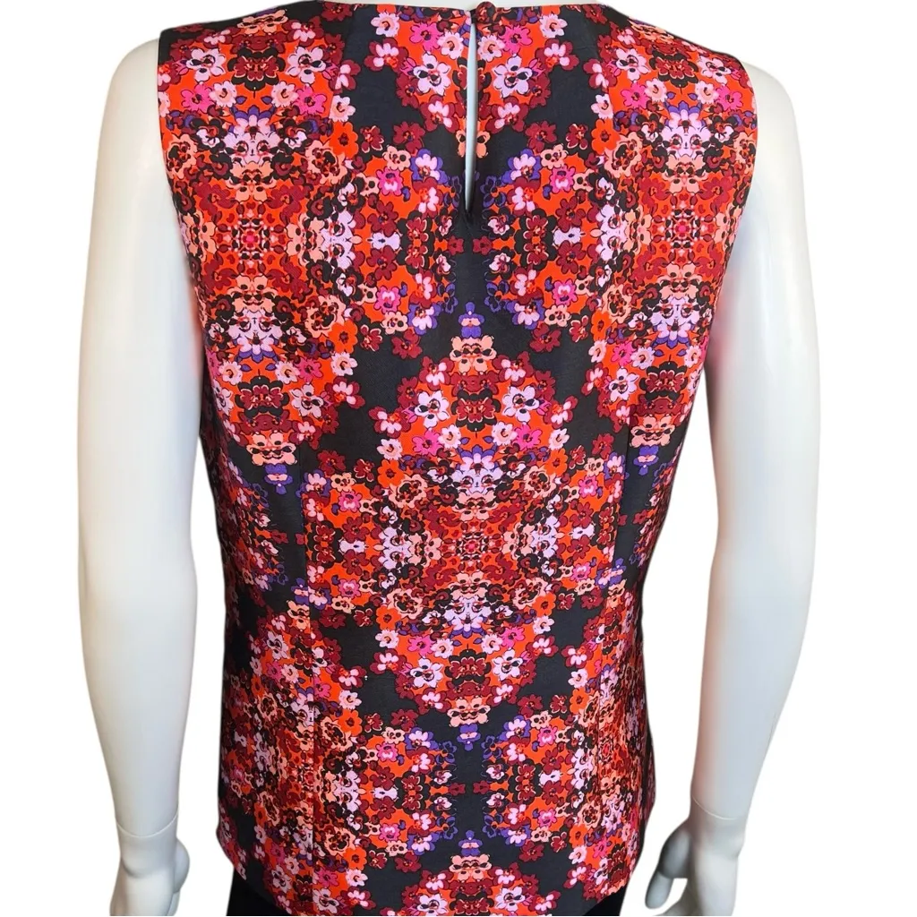 J. Crew Black Label Cherry Bouquet Floral Silk Blend Sheath Blouse Top - Image 6