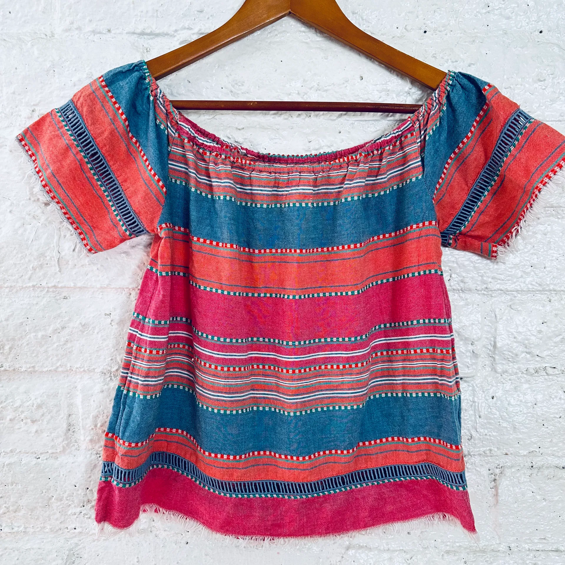 Dra Los Angeles Women's Off Shoulder Striped Blouse Size S - Image 6