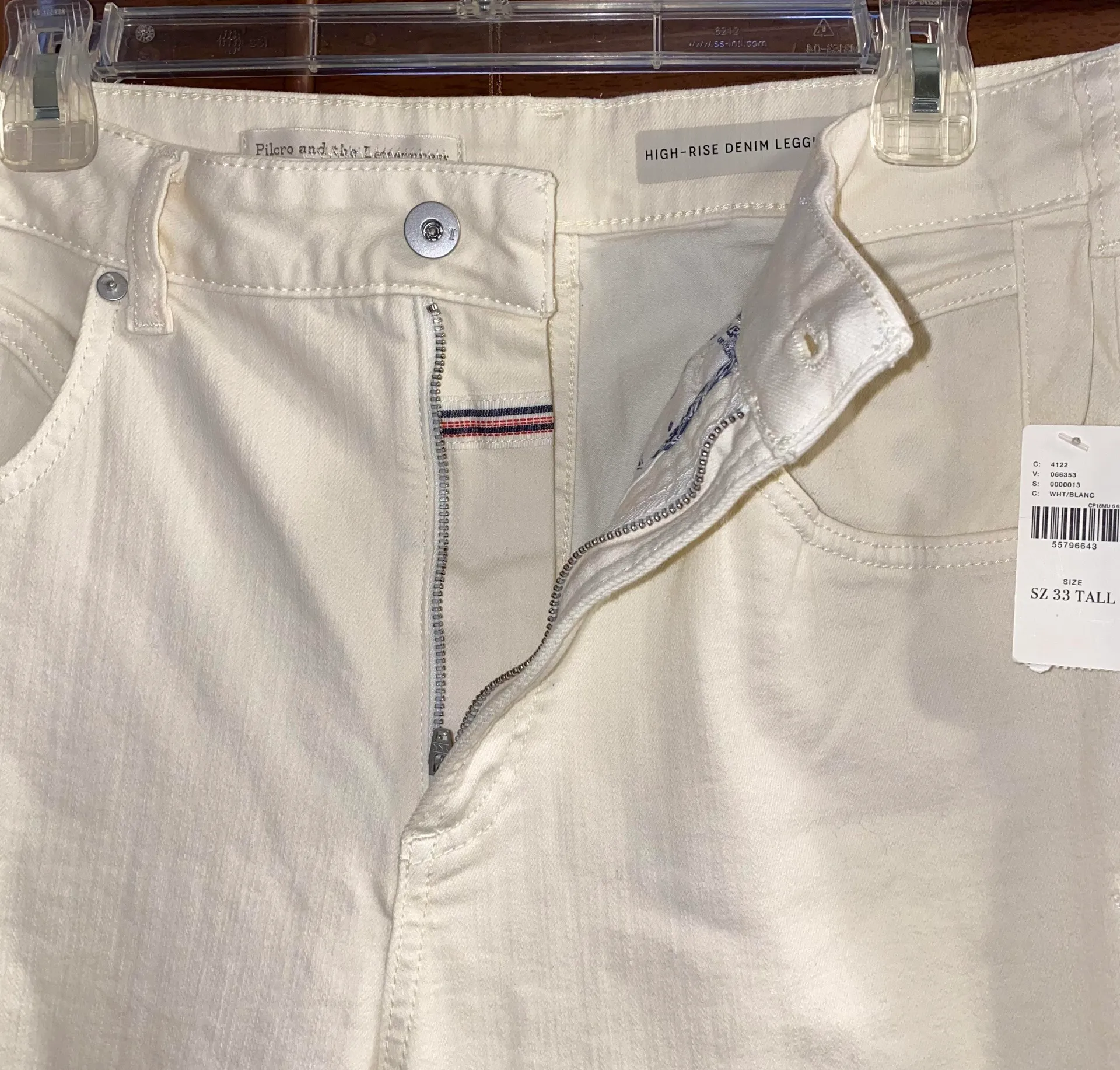 NWT $118  White High Rise Denim Leggings 33T - Image 6