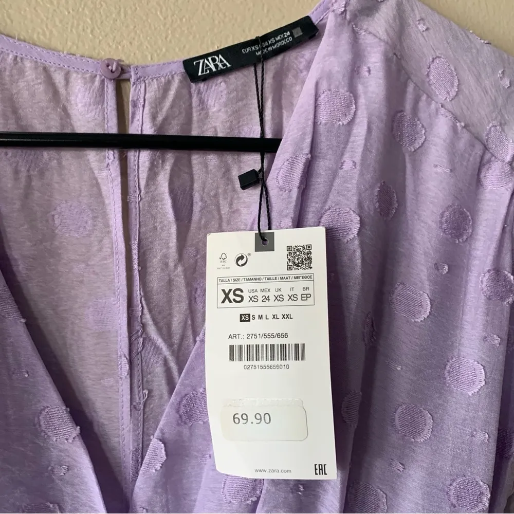 NWT Zara Cap Sleeved Lightweight Flowy V-Neck Draped Purple Maxi Dress Size XS - Image 8