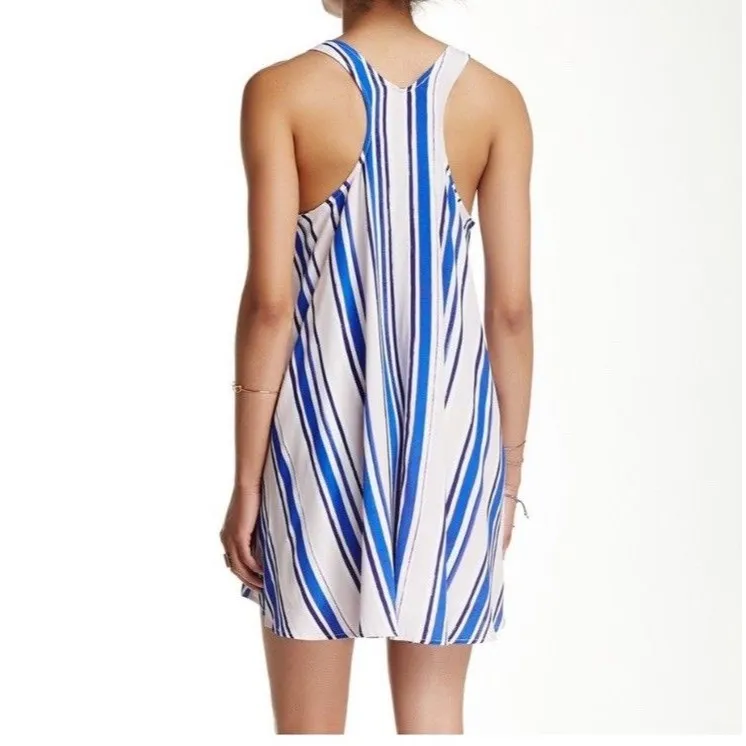 ASTR the Label Dress M Rena Striped Mini Shift Blue Pink Racerback Sleeveless - Image 2