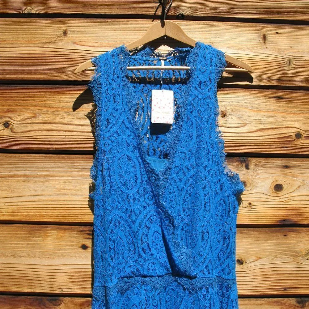 NWT Free People Blue Lace Dress XS - Image 6