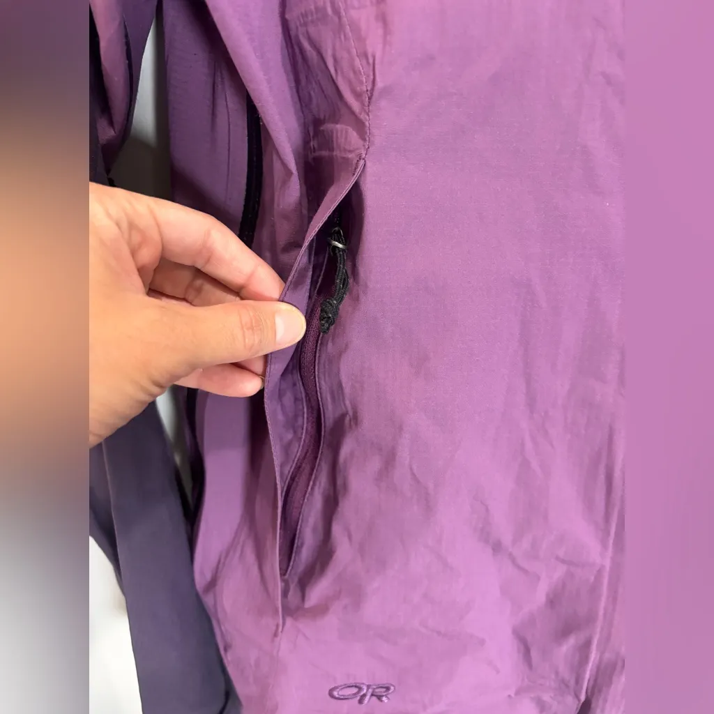 Outdoor Research Womens Pertex Shield Shell Jacket Small Hidden Hood Purple - Image 13