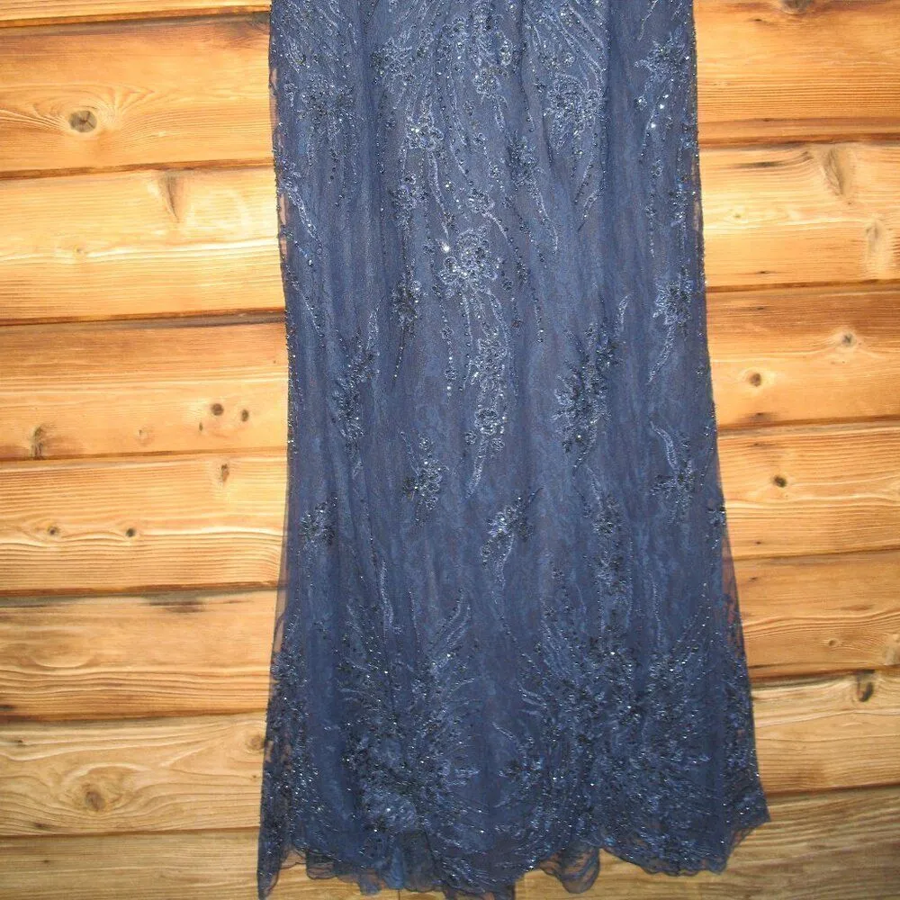 Mac Duggal 67493 Womens Blue VINTAGE FLUTTER SLEEVE EVENING GOWN Dress - Image 11