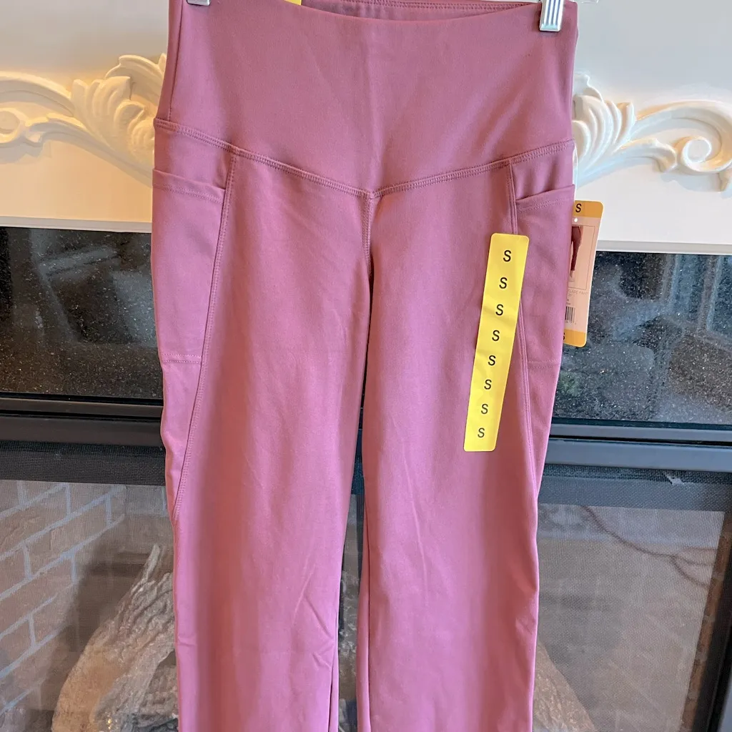 Leggings Jockey Flare Cropped Nocturne Rose Mauve Womens Small Athletic Pockets Pink - Image 5