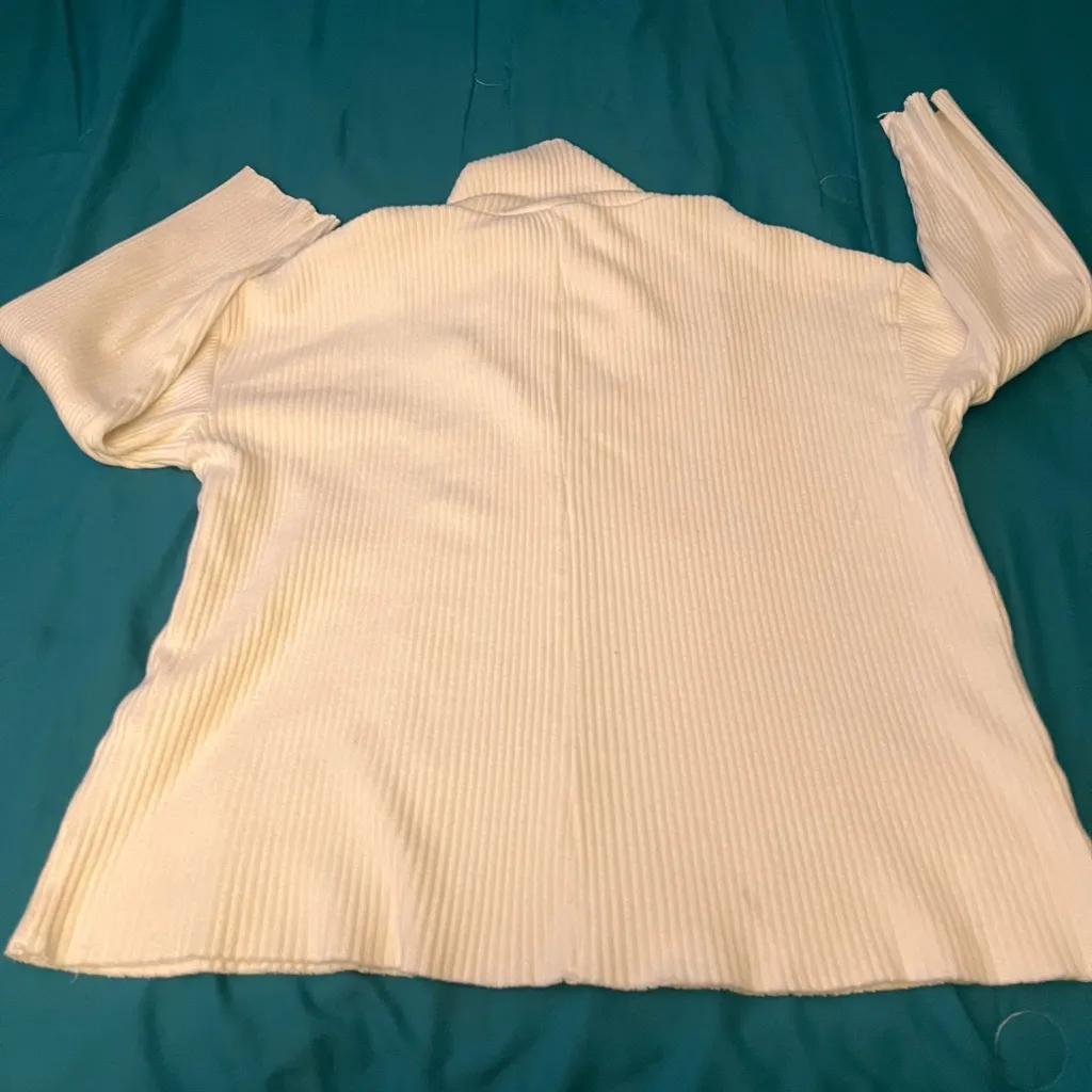 NWOT‎ Zara White Cowl Neck Sweater with Ribbed Texture - Image 4