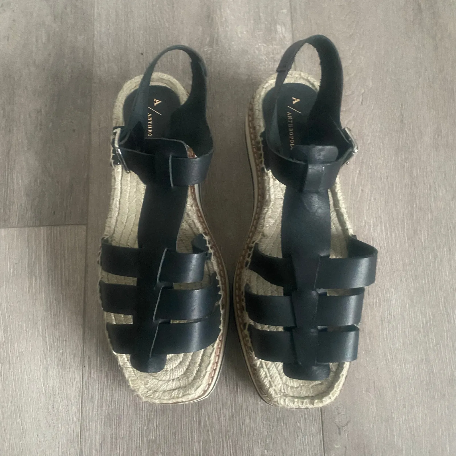 Anthropologie Sporty‎ Platform Fisherman Espadrille Sandals Black NEW Size 12 - Image 3