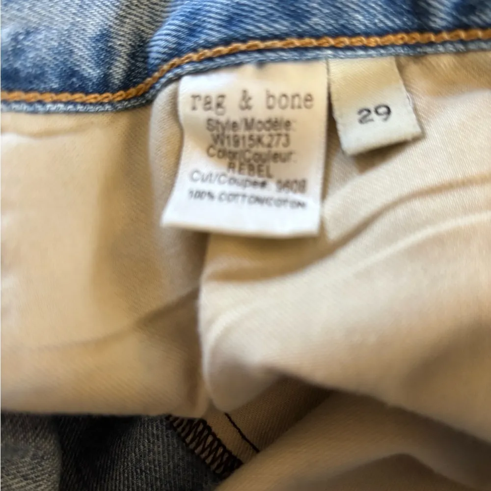 Rag & Bone Boyfriend Distressed Cuffed Denim Short Sz 29 In Obispo Rebel Cotton - Image 7