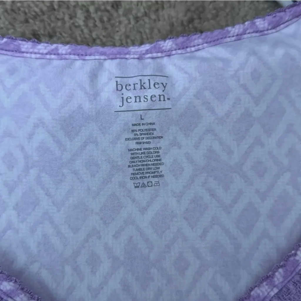 Berkley Jensen Lavender Ruffle Pajama Set Size L Purple Size L - Image 3