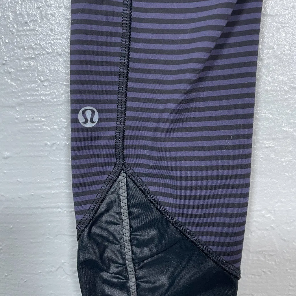 Lululemon Women 2 Pace Queen Tight Stripe Cadet Blue Black Athleisure Workout - Image 6
