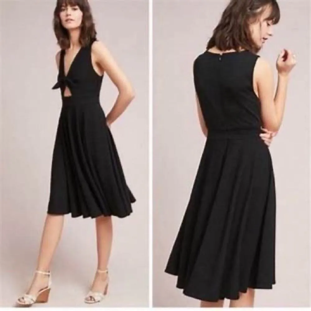 Anthropologie Hutch Black April Cutout Tie Front A-Line Sleeveless Dress Size M - Image 2