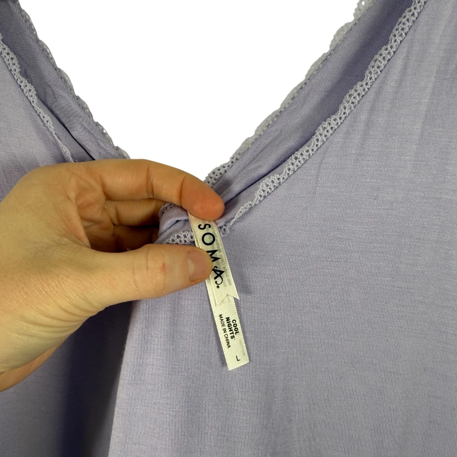 Soma Cool Nights Lace Trim Midi Chemise Nightgown Lavender Purple Womens Large - Image 3