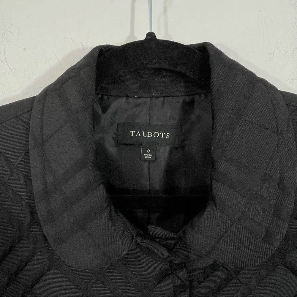 Talbots Black‎ Lined Jacket Jacquard Brocade Blazer Button Up Pockets Size 8 - Image 3