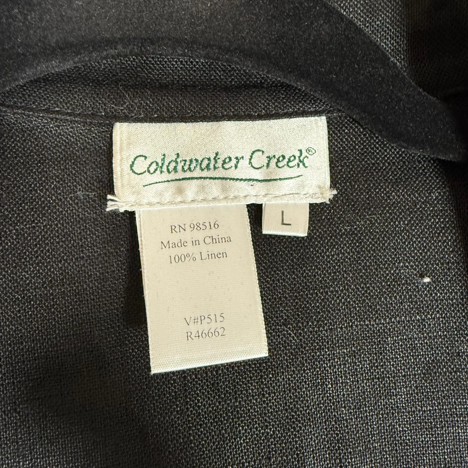 Coldwater Creek 100 Linen Blazer Jacket Pockets Open Front Black Size L Career - Image 4