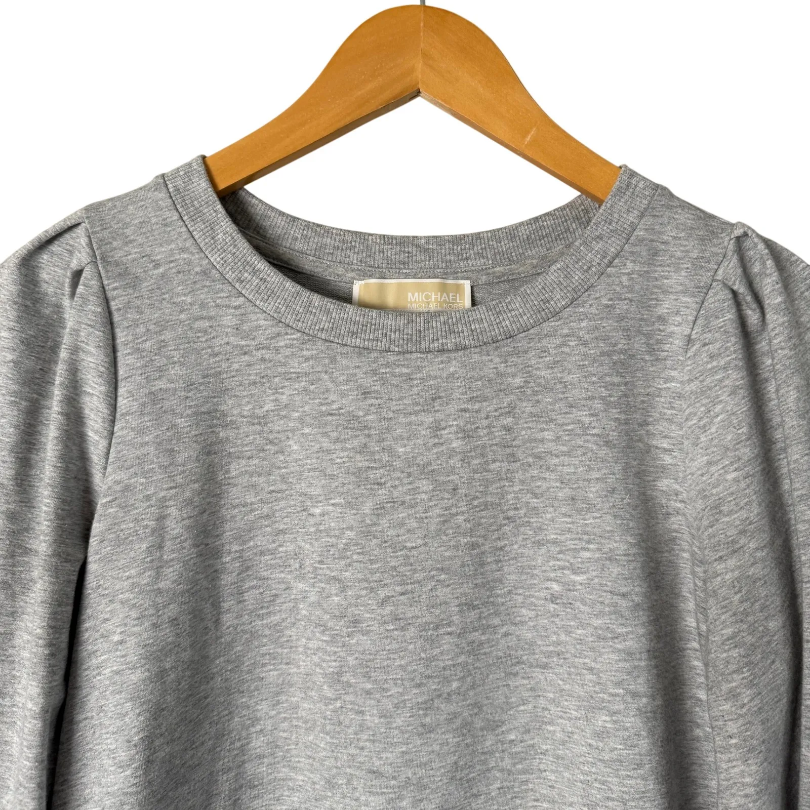 Michael Kors Gray Puff Sleeve Lightweight Sweatshirt Pullover Top Size S - Image 2