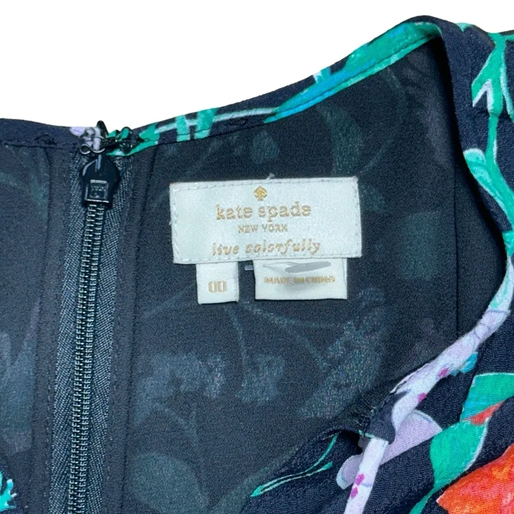 Kate Spade Black Jardin Crepe Quarter Sleeve Floral Romper Womens 00 - Image 6