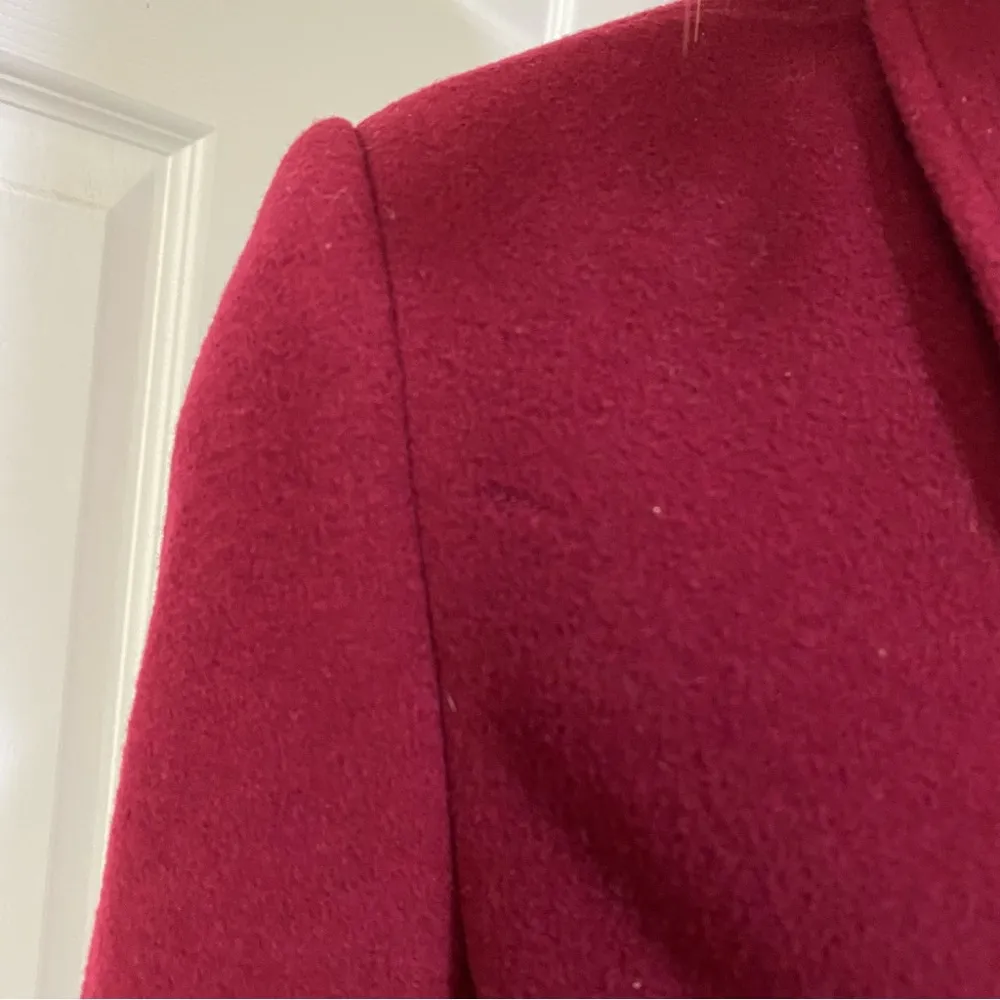 Vintage  Wine Burgundy Red Wool/Cashmere Blend Trench Peacoat Size S - Image 11