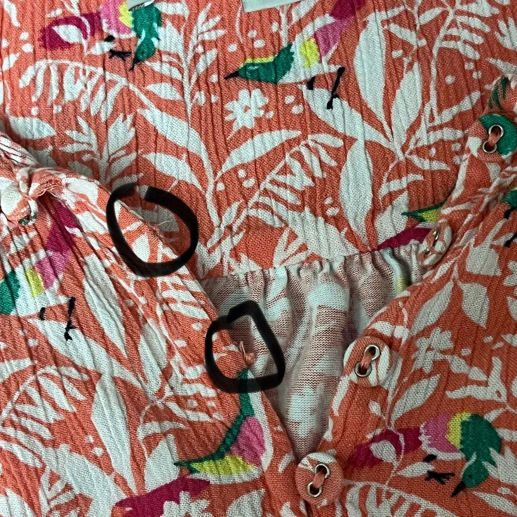 LOFT Women’s Floral Ruffle Sleeve Peasant Blouse Pink Boho Coastal Cottegecore M - Image 10