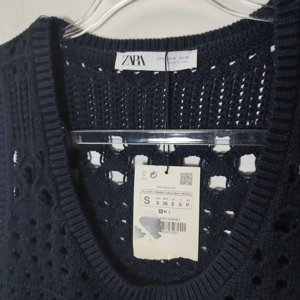 ZARA  MIXED CROCHET KNIT VEST size S - Image 8