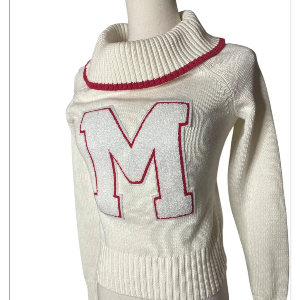 Barbie x Unique Vintage Marshmallow Knit Letterman Turtlenecks Sweater
Size XS White - Image 9