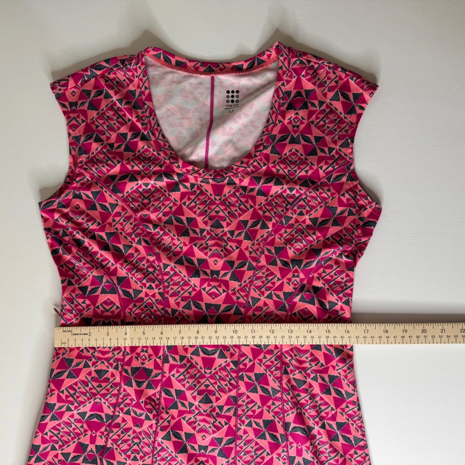 Title Nine Espionage Dream Dress Medium Pink Geometric Hiking Outdoors Stretch - Image 10