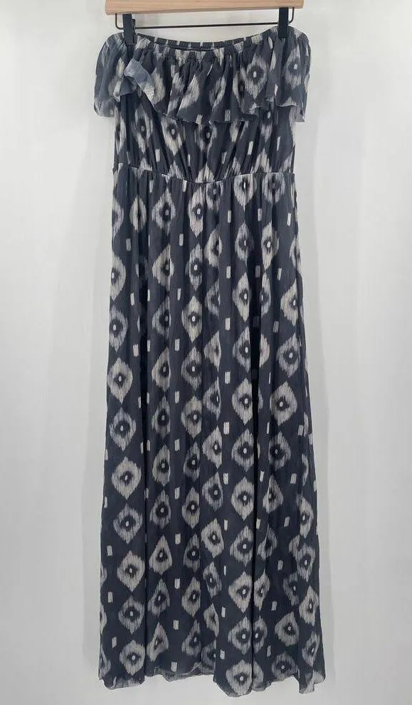 SWEET PEA Dress Size Large Maxi Long Y2000s 2K Strapless Gray Lightweight Ruffle - Image 2