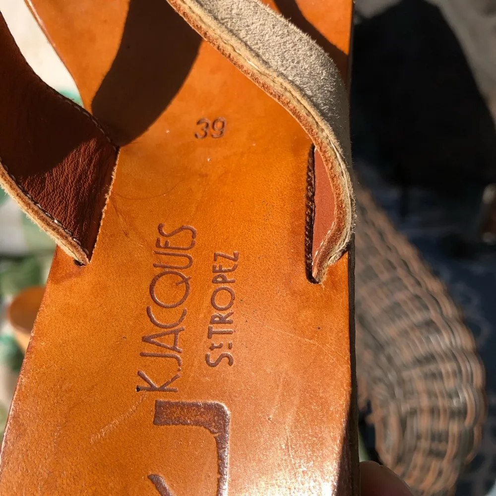 K. Jacques Diorite Thong Leather Cork Wedge‎ Platform Sandals Tan 39/8 - Image 4