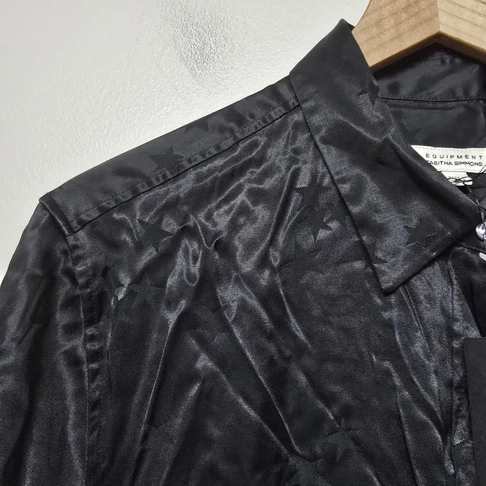 Equipment x Tabitha Simmons Women Black Stars Long Sleeve Button-Down Shirt L - Image 3