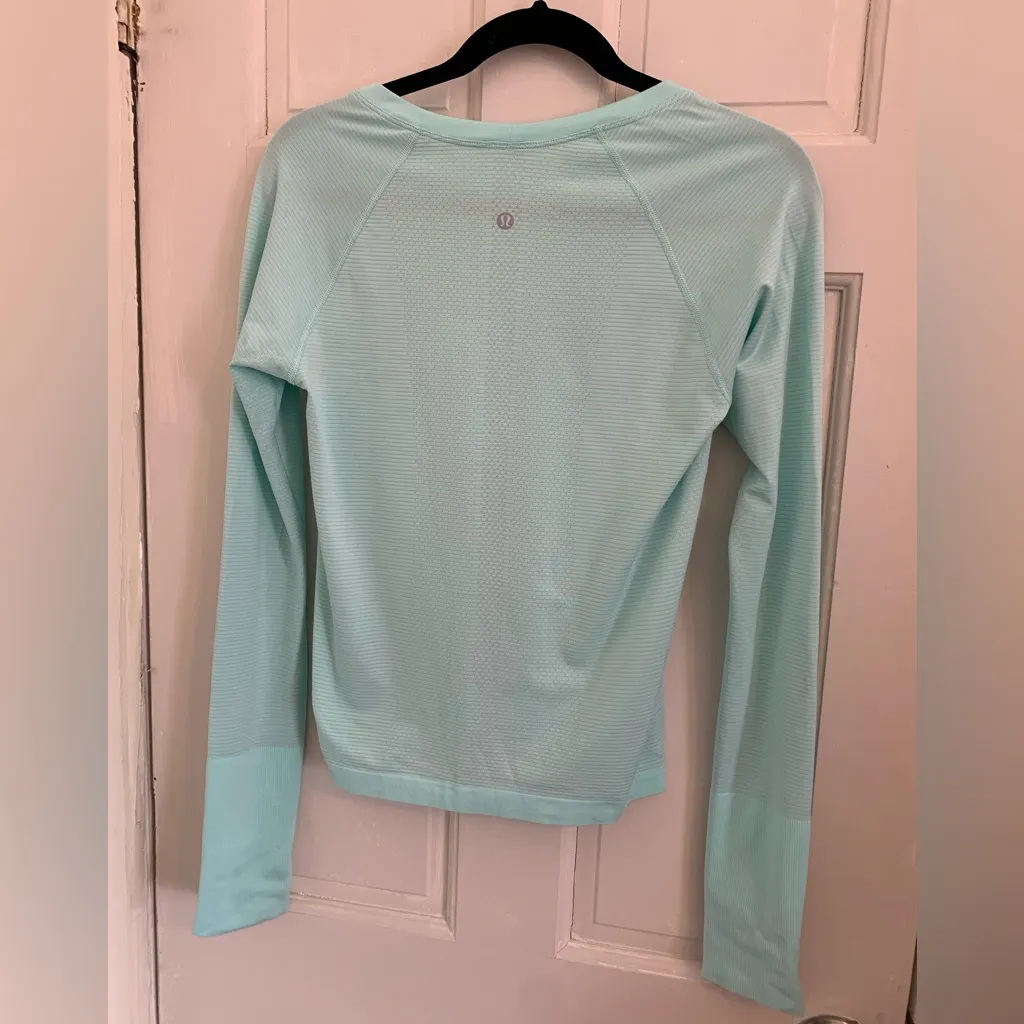 *flawed* Lululemon Swiftly Tech Long-Sleeve 2.0 *Waist Length Ideal Mint sz 8 - Image 4