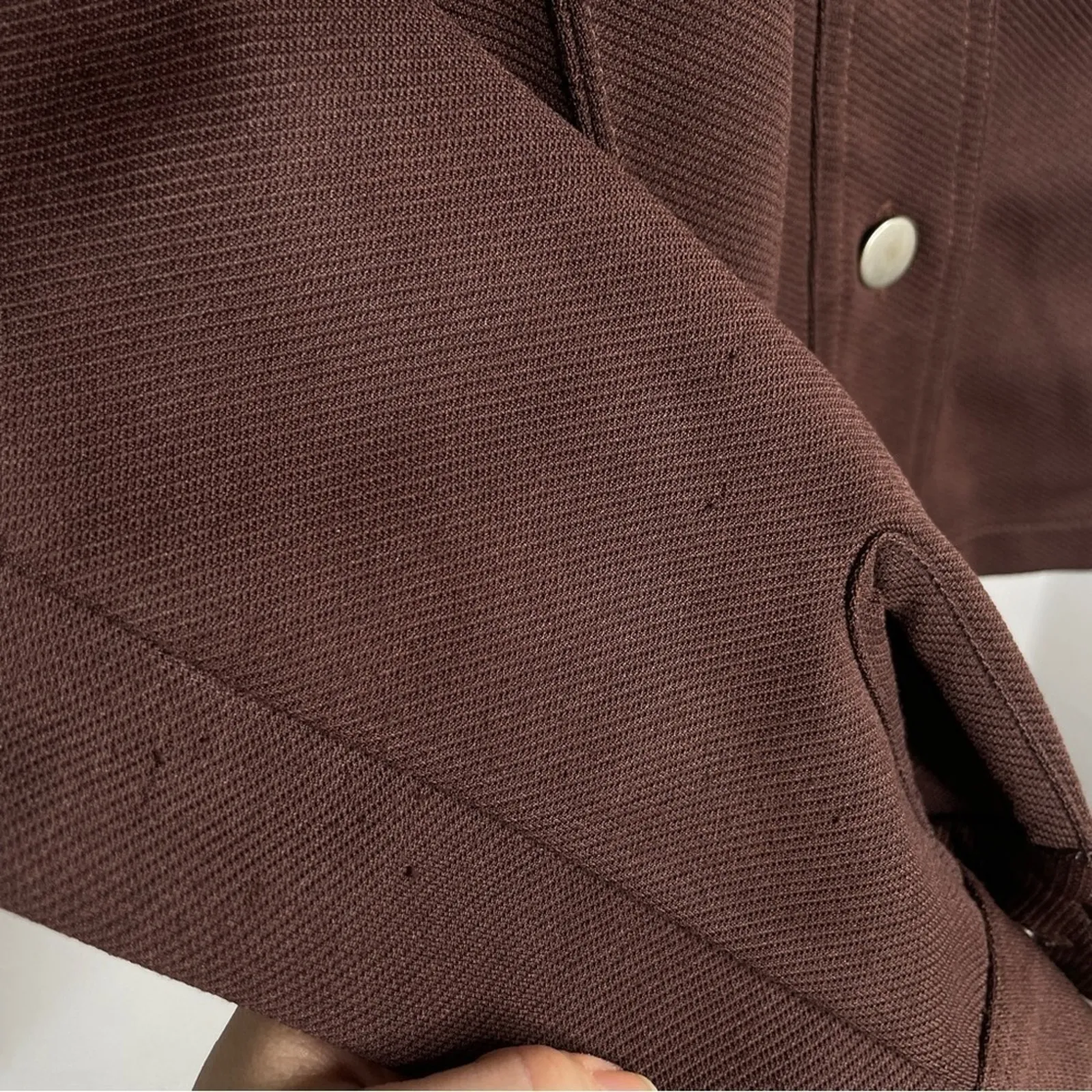 FREE PEOPLE Vintage Brown Jacket Womens Small Neutral Indie Sleaze Grunge Goblin - Image 9