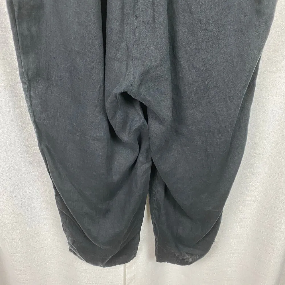 FLAX Black Linen Pull On Pants Sz.M - Image 8