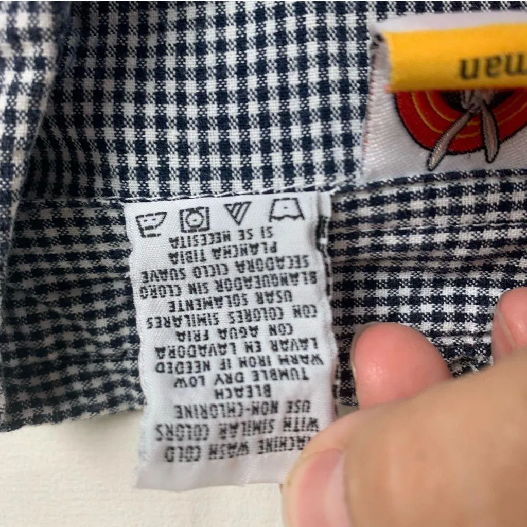 Warner Bros. women's 1x 14 16 Looney Tunes vintage Checkered Shirt Tweety bird Black - Image 6