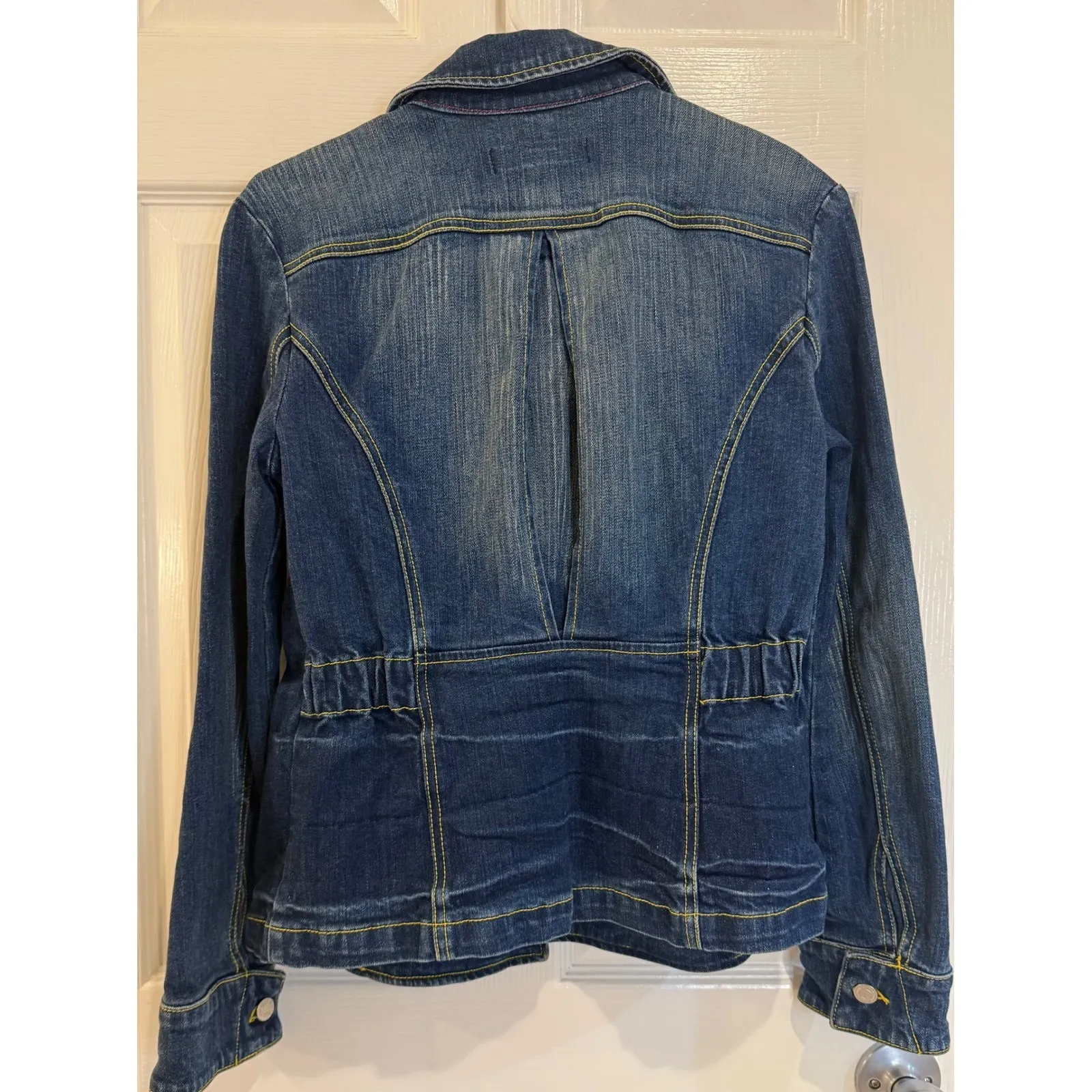 London Jean Denim Jacket XS Blue Stretch Premium Quality Button Front - Image 4